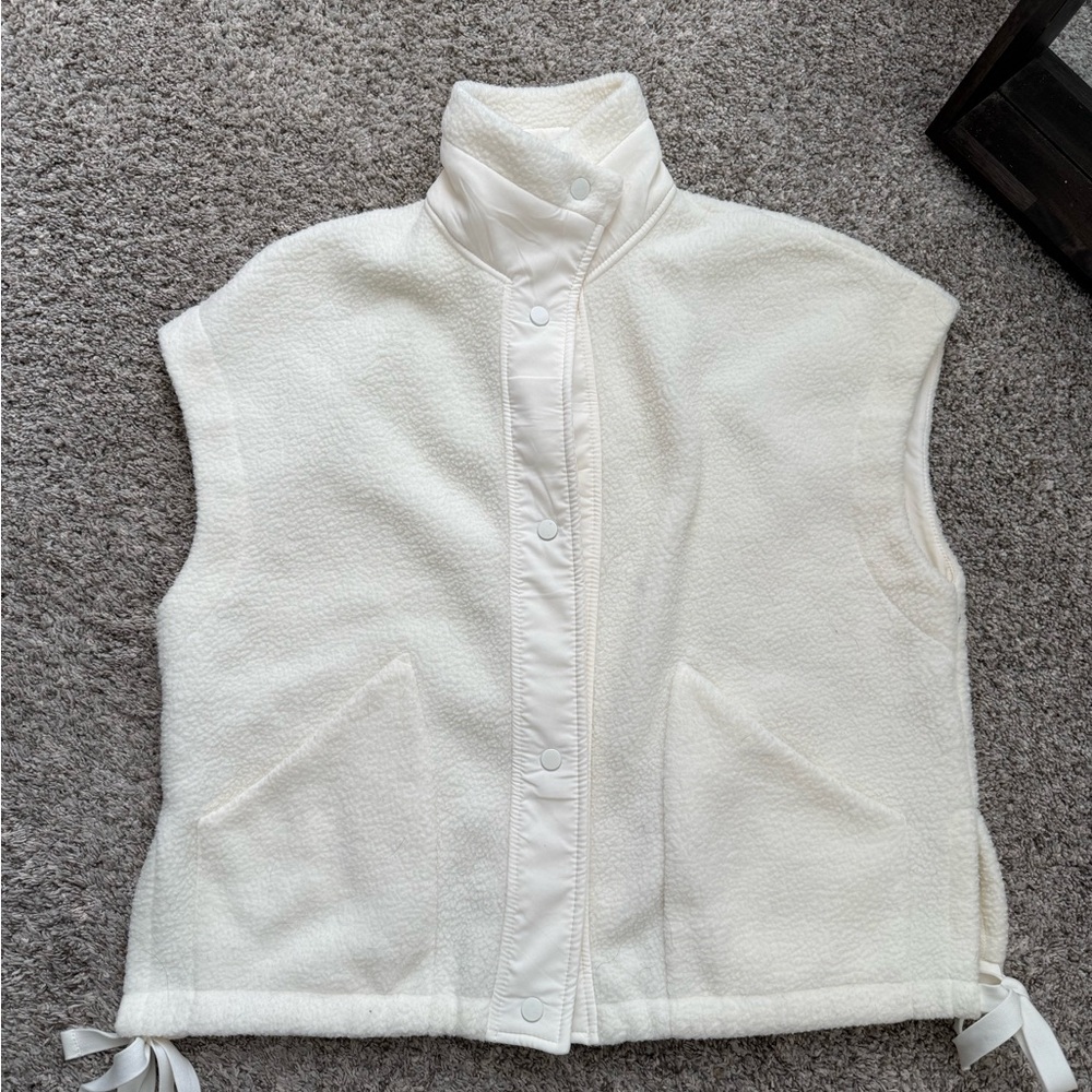 White Sleeveless Fleece Vest